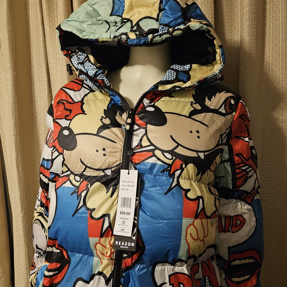 Reason Vibrant Cartoon Graphic Puffer Jacket